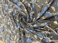 Viskosejersey Blau/Grau Floral