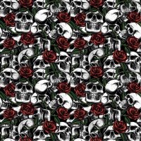 Baumwolle Skull Roses White